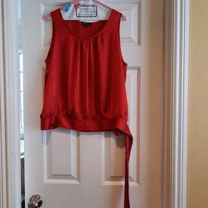 AK Anne Klein Red Rust colored Silk Blouse with side sash  Size Large